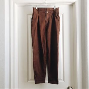 Zara Burgandy Cinch, High-Waisted Chino Pants